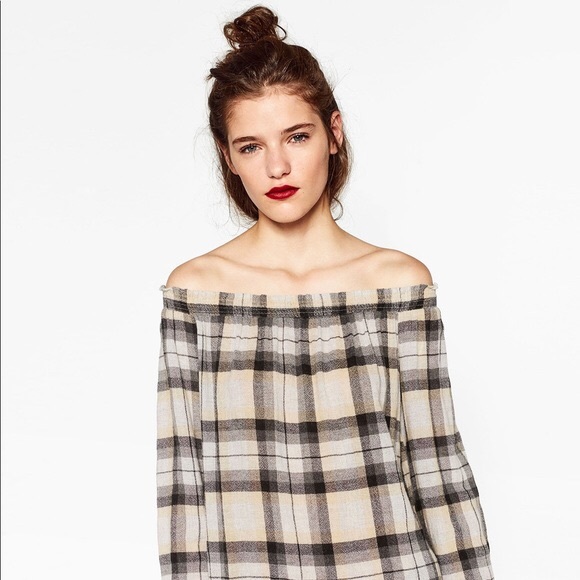 zara wool blend off shoulder dress - Picture 2 of 6